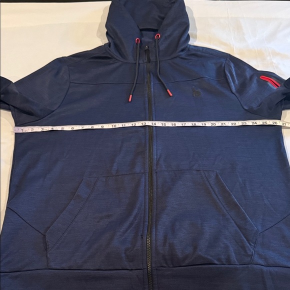 Spyder Active Men's Hooded Full Zip Jacket Brushed Fleece Lined Blue Red SizeXXL - Picture 15 of 16